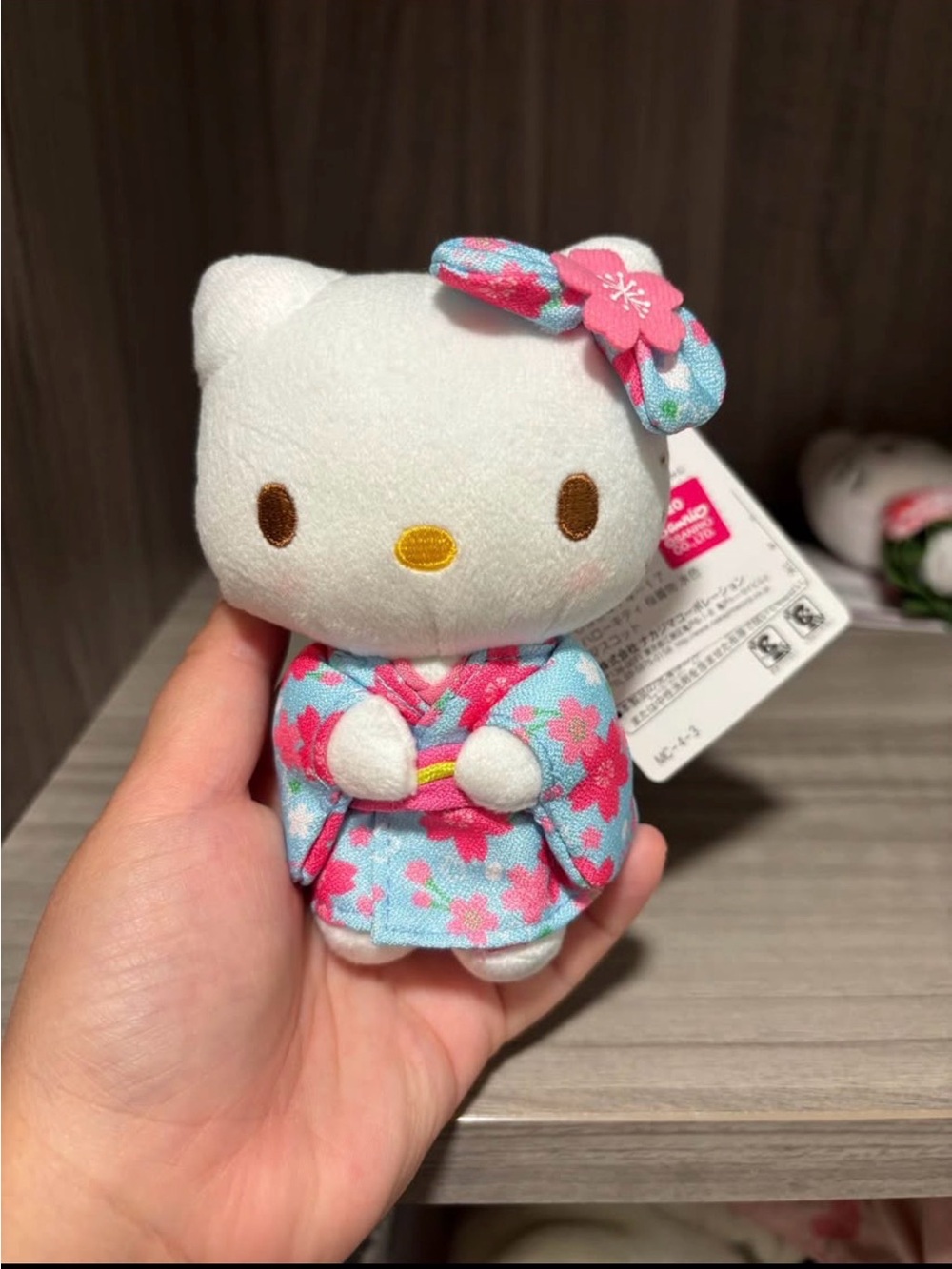 Sanrio Hello Kitty Plush in Blue and Pink Floral Kimono